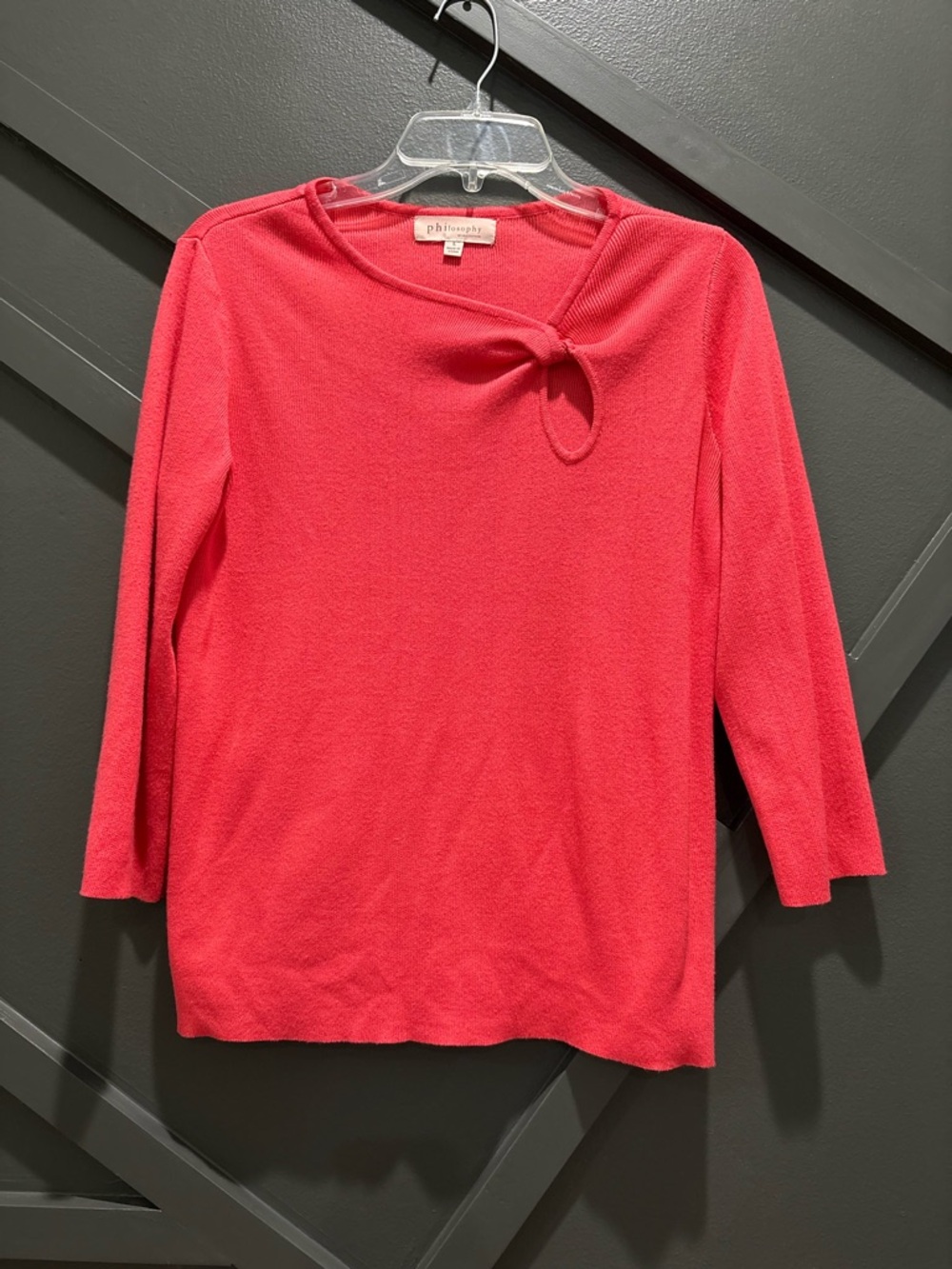 Philosophy coral pink long-sleeve tie-detail top